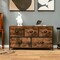 Large Rustic Brown Dresser with 5 Removable Fabric Drawers and Metal Handles for Home Storage